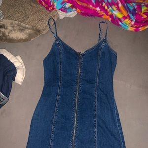 Jean spaghetti strap mini dress